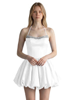 Beading Bubble Hem Mini Dress 