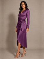 Silk-like Mother of the Bride Dress with Self-Tie Sash 