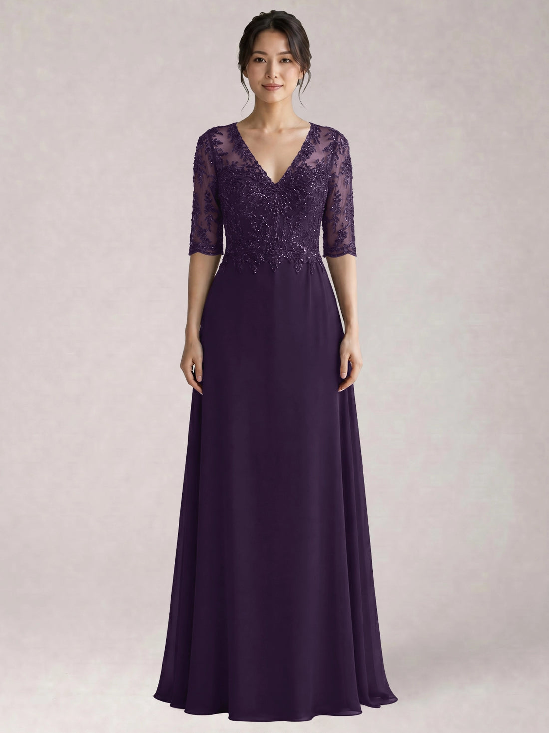 Lace Mother of the Bride Dress with Half Sleeves