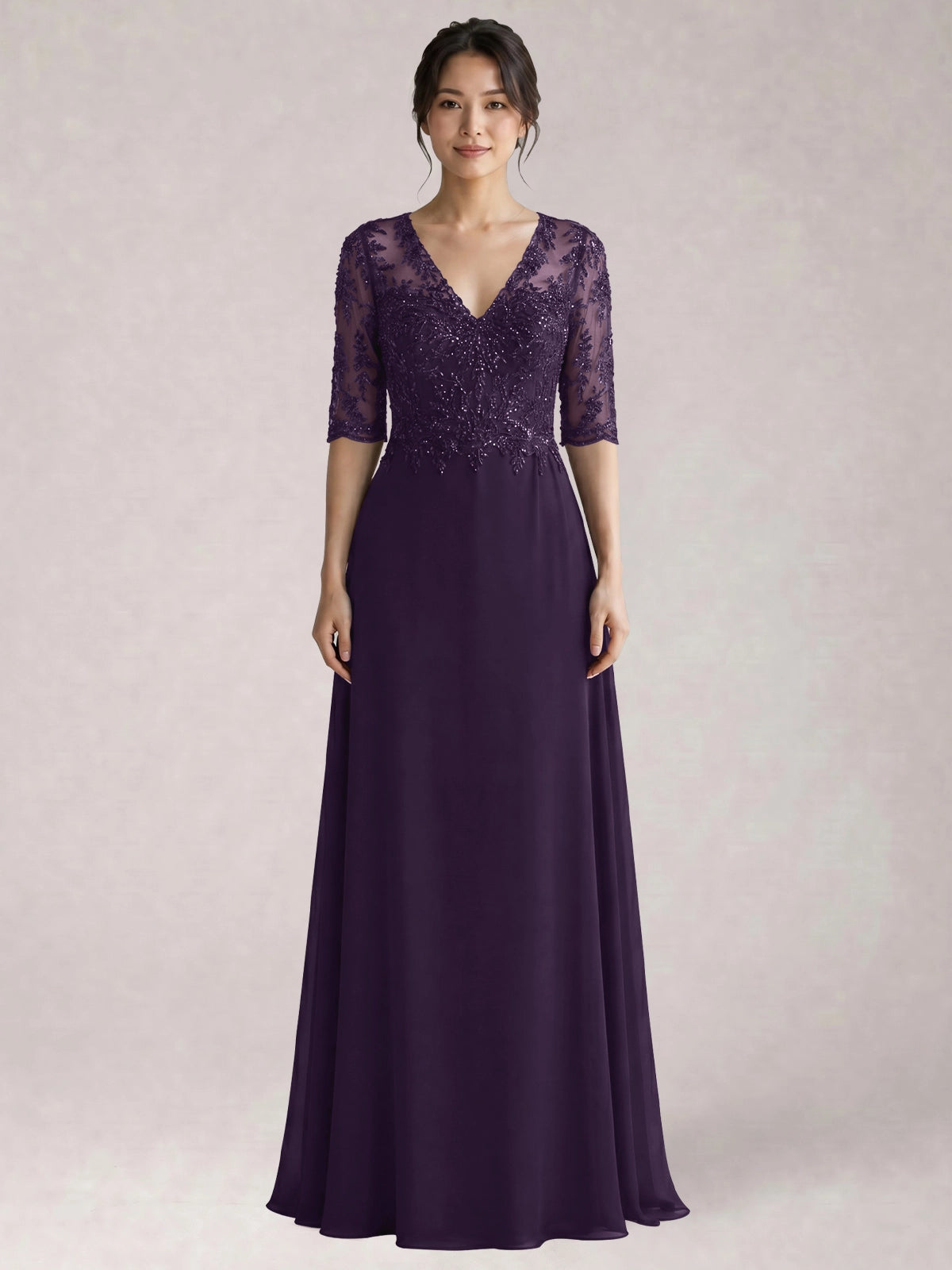 Lace Mother of the Bride Dress with Half Sleeves