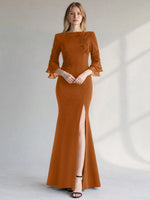Chiffon Mother of the Bride Dress with 3/4 Sleeves