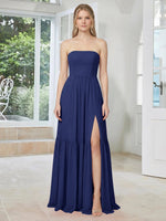 Strapless Bridesmaid Dress with Slit 