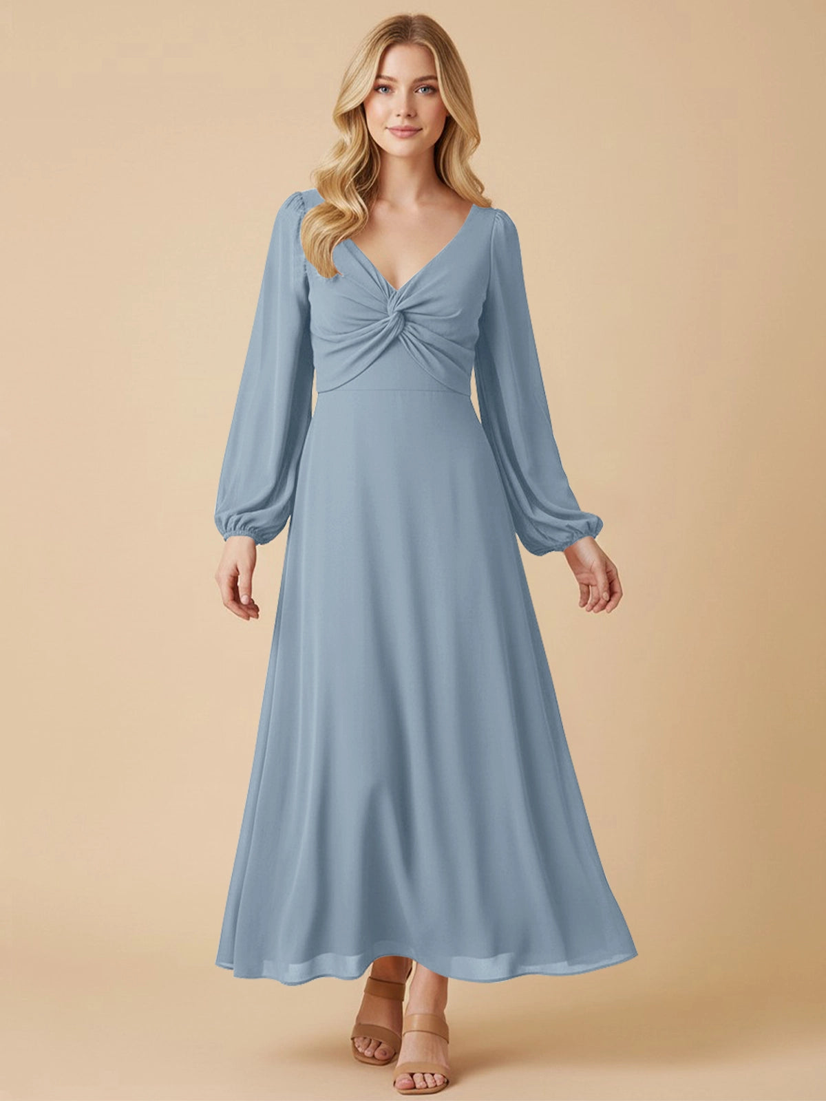 A-line Bridesmaid Dress with Long Sleeves 
