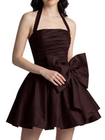 Halter Oversized Bow Mini Dress 