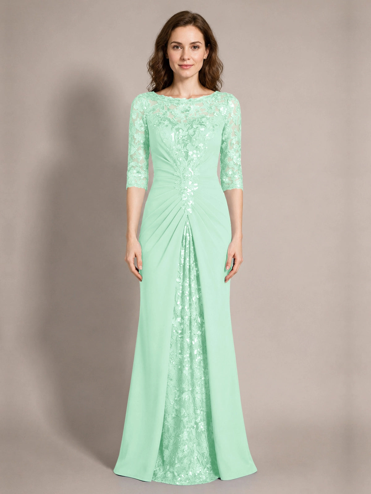 Lace Mother of the Bride Dress with Applique 