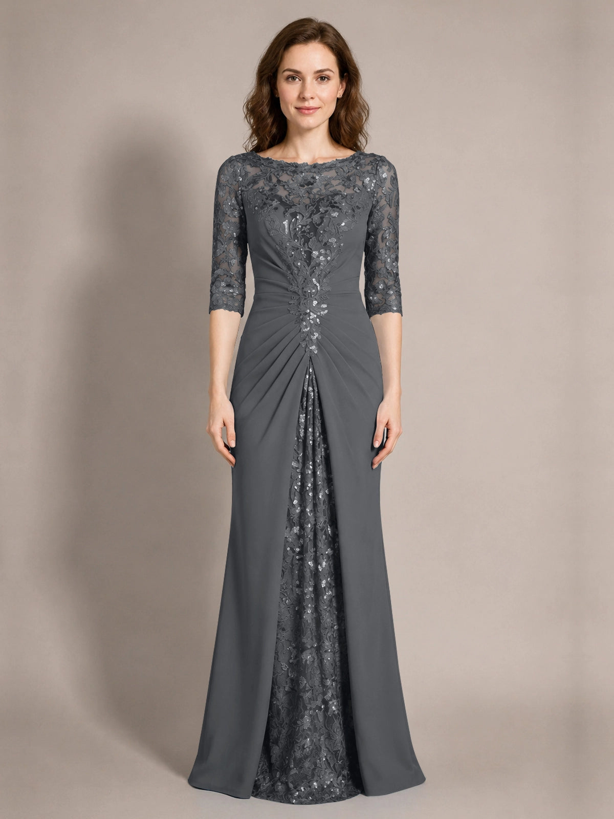 Lace Mother of the Bride Dress with Applique 