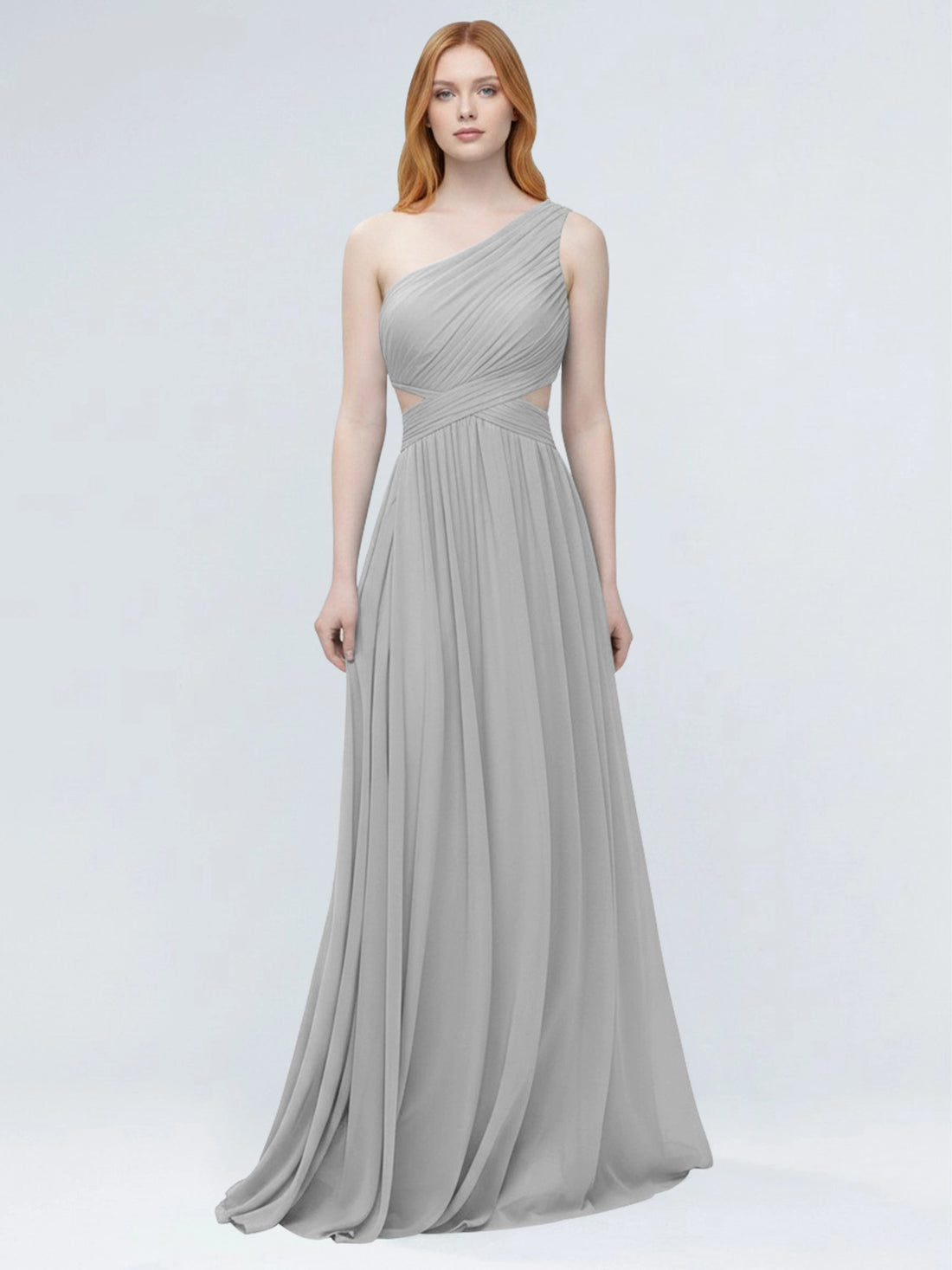 One-Shoulder Side Cut-Out Bridesmaid Dress 