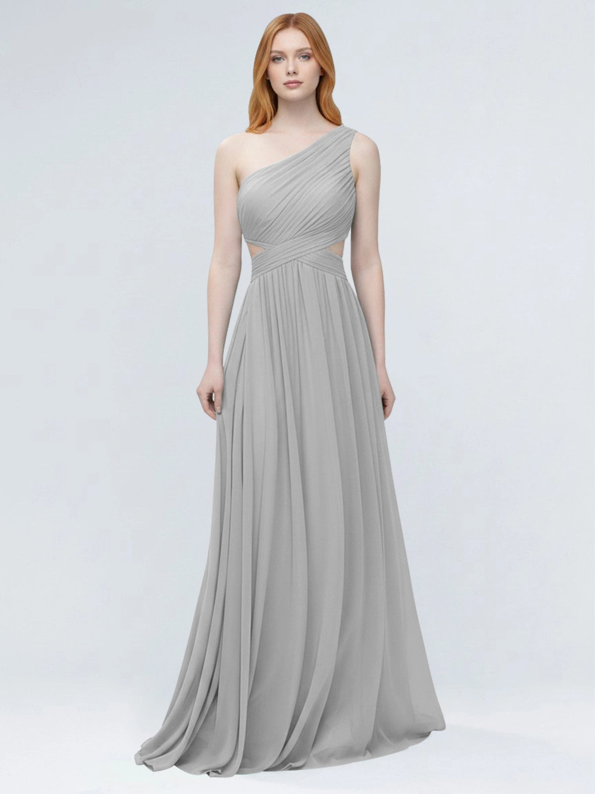One-Shoulder Side Cut-Out Bridesmaid Dress 