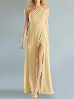 One-Shoulder Bridesmaid Dress with Slit