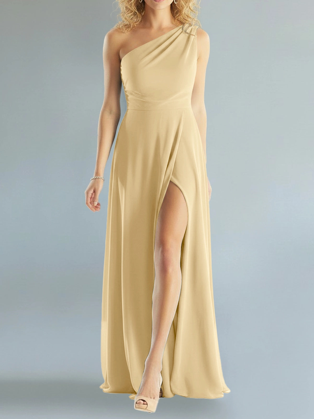 One-Shoulder Bridesmaid Dress with Slit