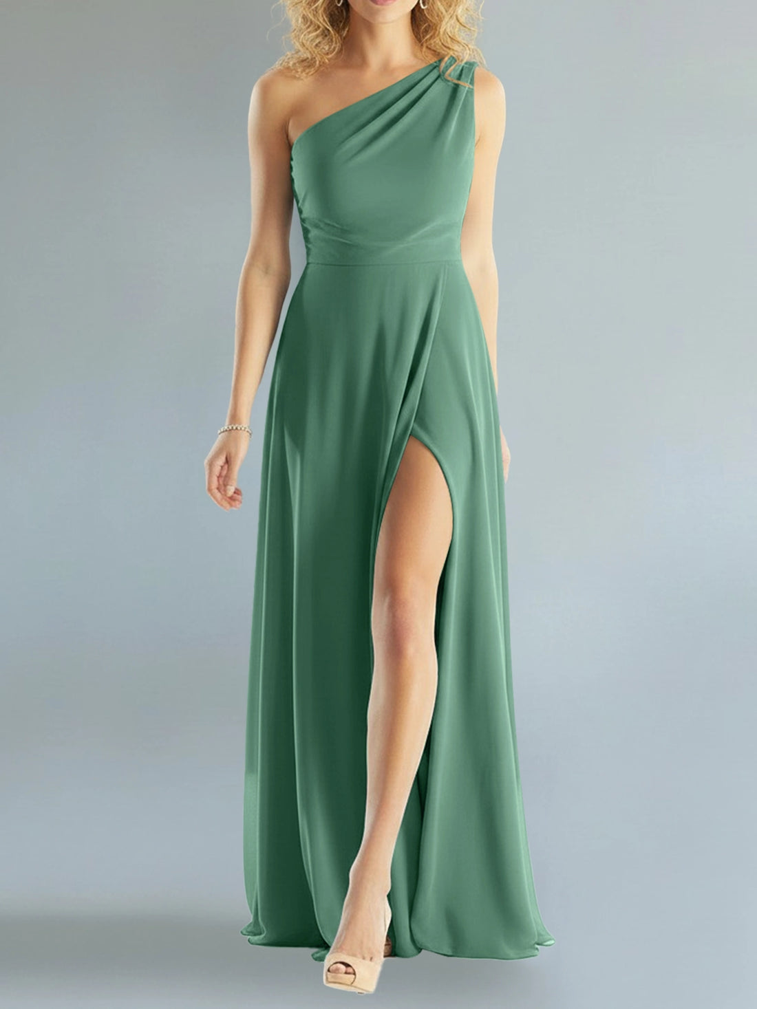 One-Shoulder Bridesmaid Dress with Slit