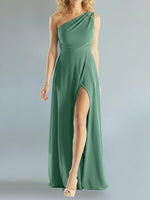 One-Shoulder Bridesmaid Dress with Slit