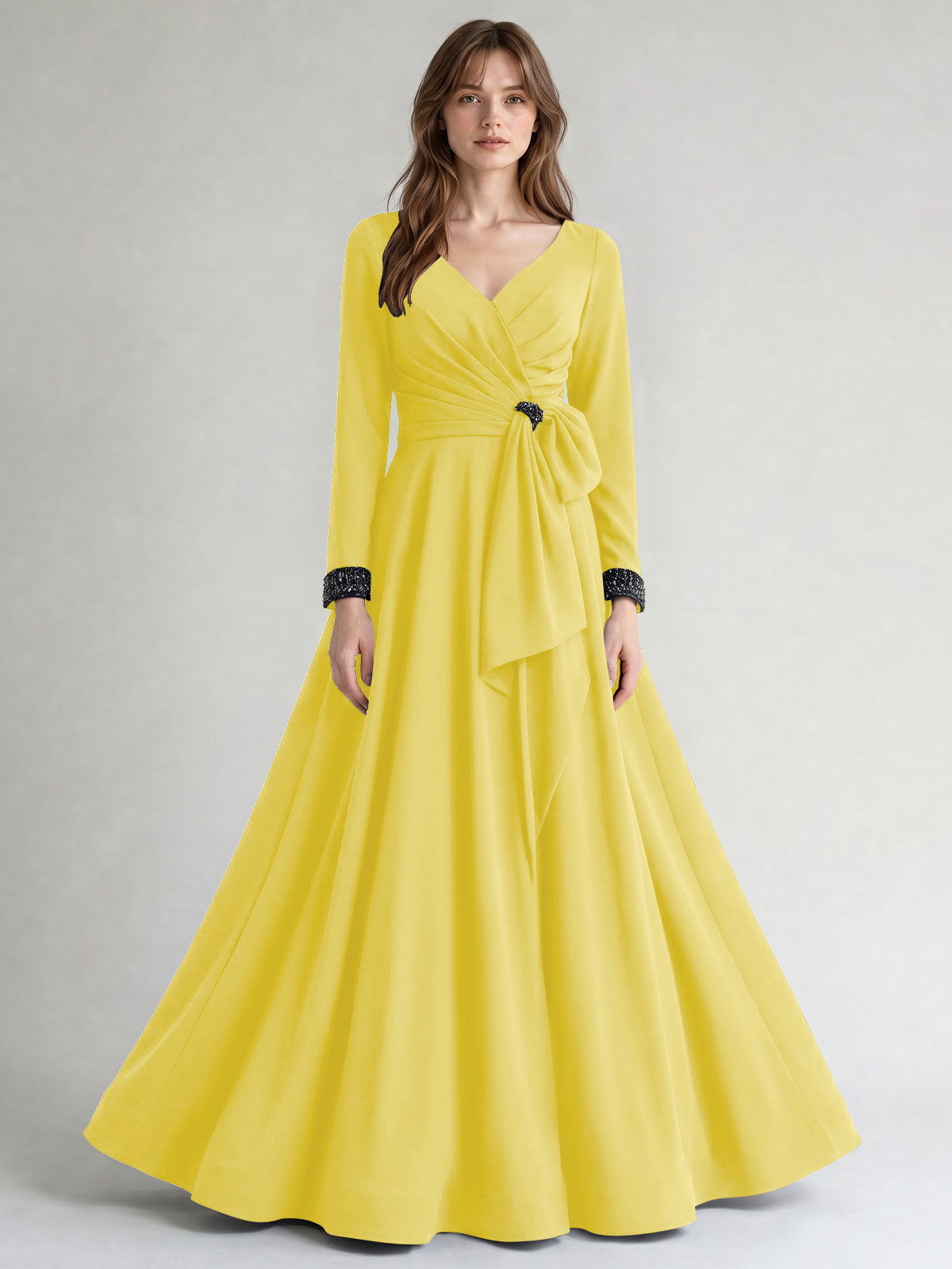 Stretch Satin Mother of the Bride Dress with Crystal