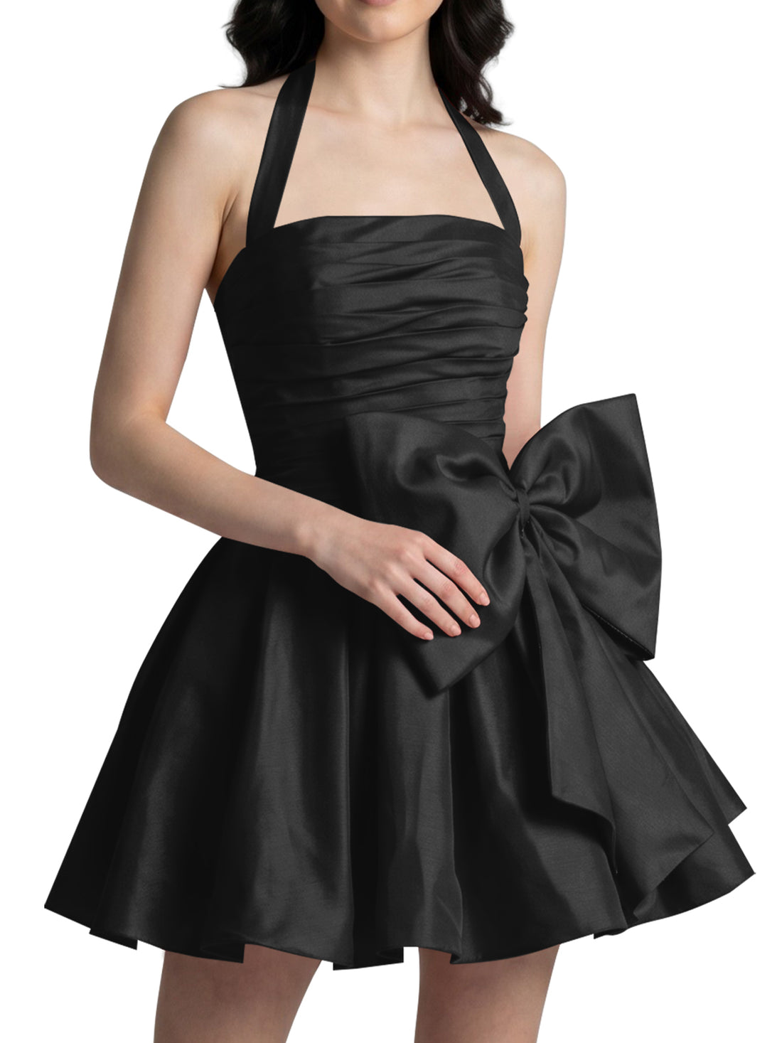 Halter Oversized Bow Mini Dress 