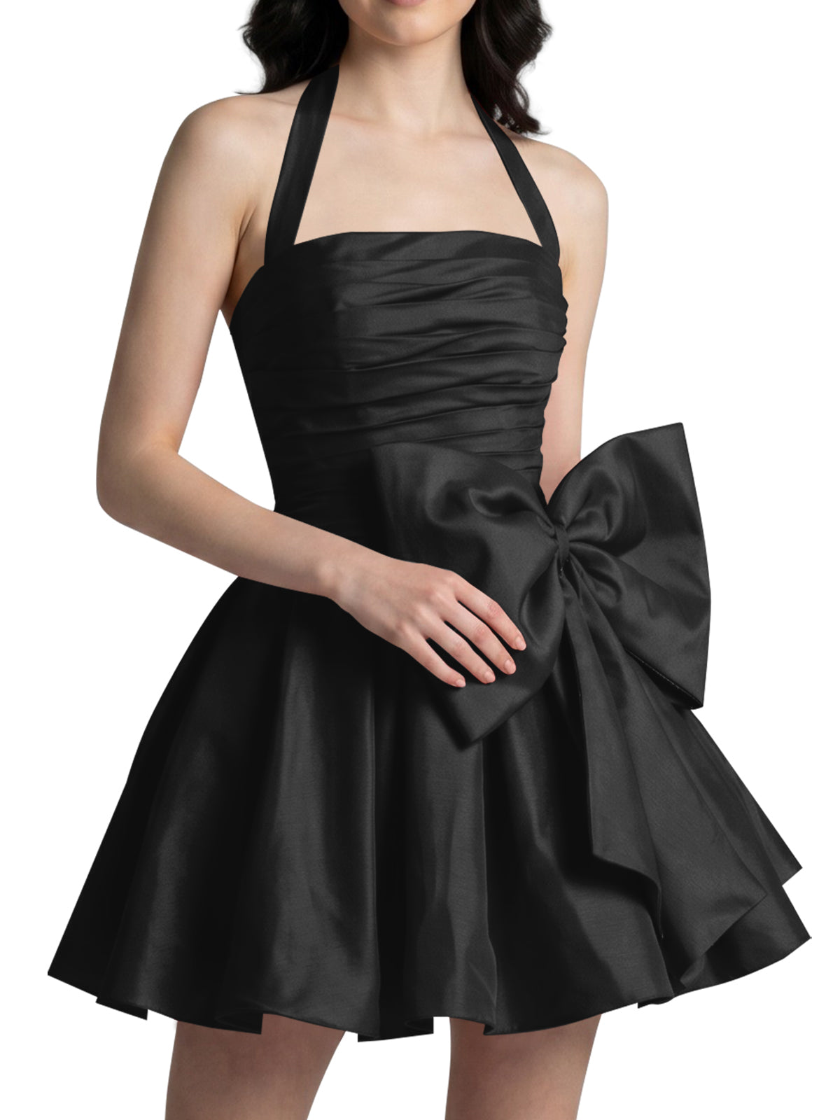 Halter Oversized Bow Mini Dress 