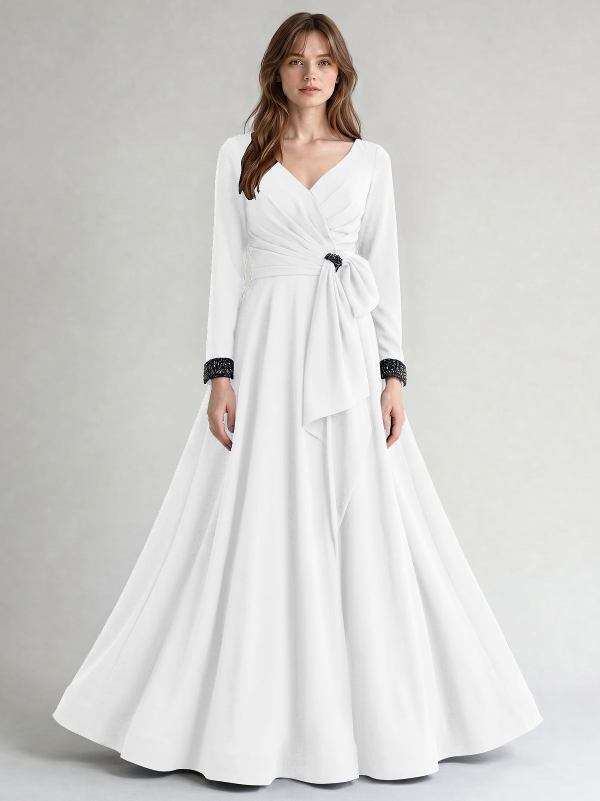 Stretch Satin Mother of the Bride Dress with Crystal