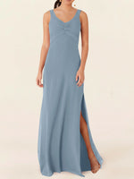 Chiffon Bridesmaid Dress with Slit 