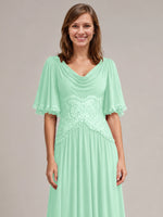 Cowl Neck Mother of the Bride Dress with Applique 