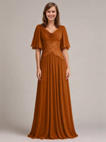 Cowl Neck Mother of the Bride Dress with Applique 
