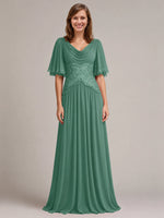 Cowl Neck Mother of the Bride Dress with Applique 
