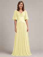 Cowl Neck Mother of the Bride Dress with Applique 