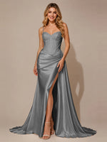 Silk-like Prom Dress with Appliques