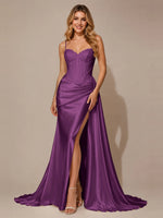 Silk-like Prom Dress with Appliques