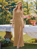 Velvet Bridesmaid Dress with Slit 