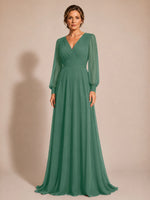 Chiffon Mother of the Bride Dress with Long Sleeves 
