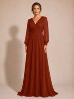 Chiffon Mother of the Bride Dress with Long Sleeves 