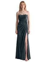 Velvet Prom Dress with Beaded Applique 