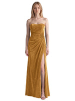 Velvet Prom Dress with Beaded Applique 