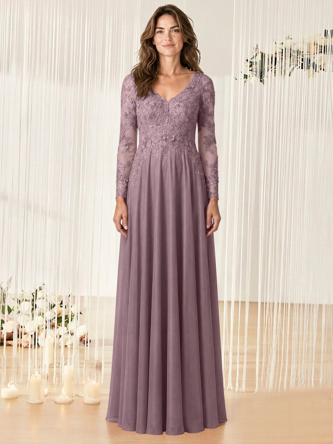 A-line Mother of the Bride Dress with Appliques