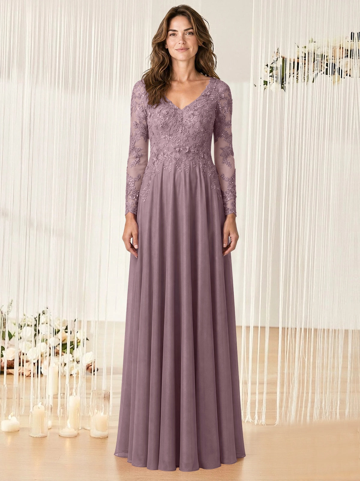 A-line Mother of the Bride Dress with Appliques