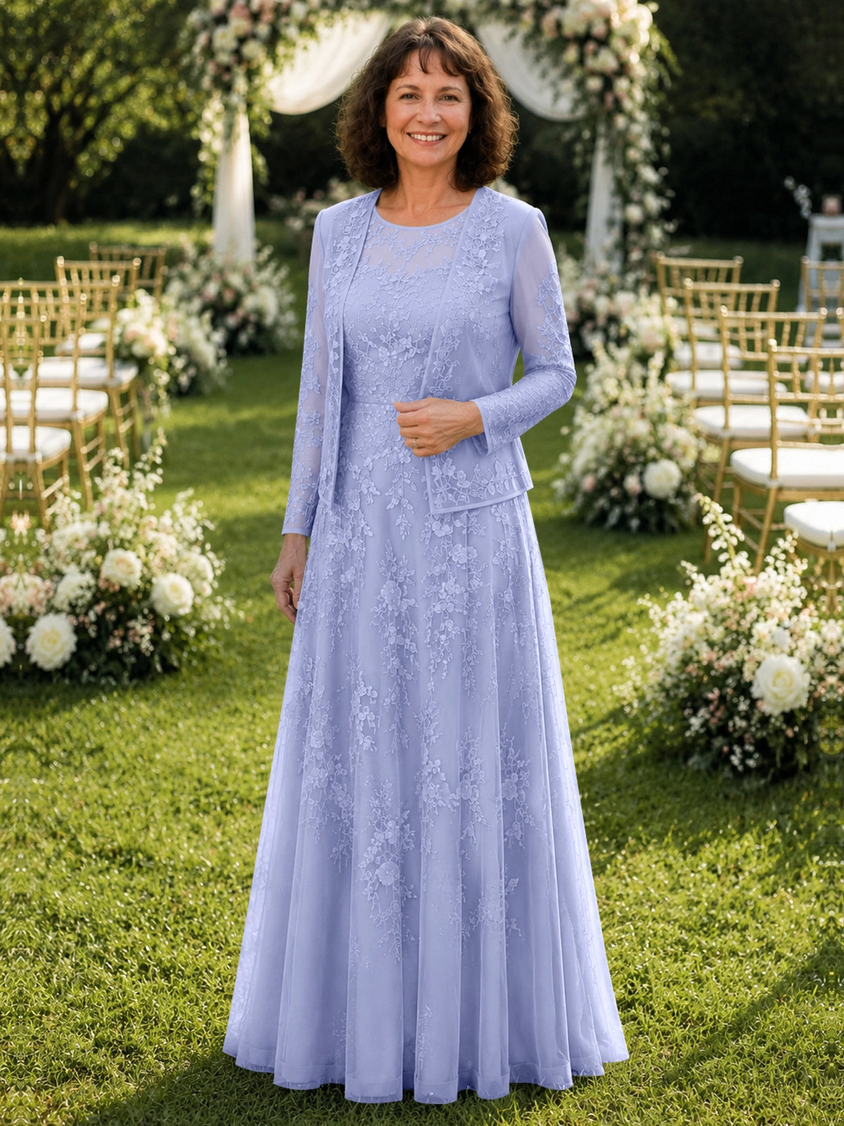 A-line Mother of the Bride Dress with Lace 
