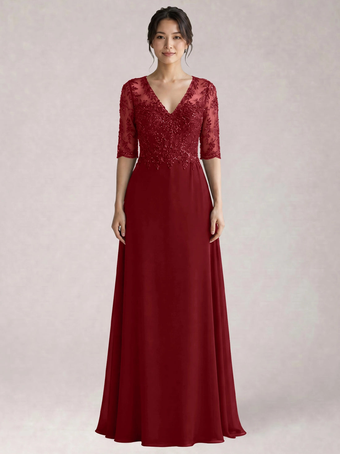Lace Mother of the Bride Dress with Half Sleeves