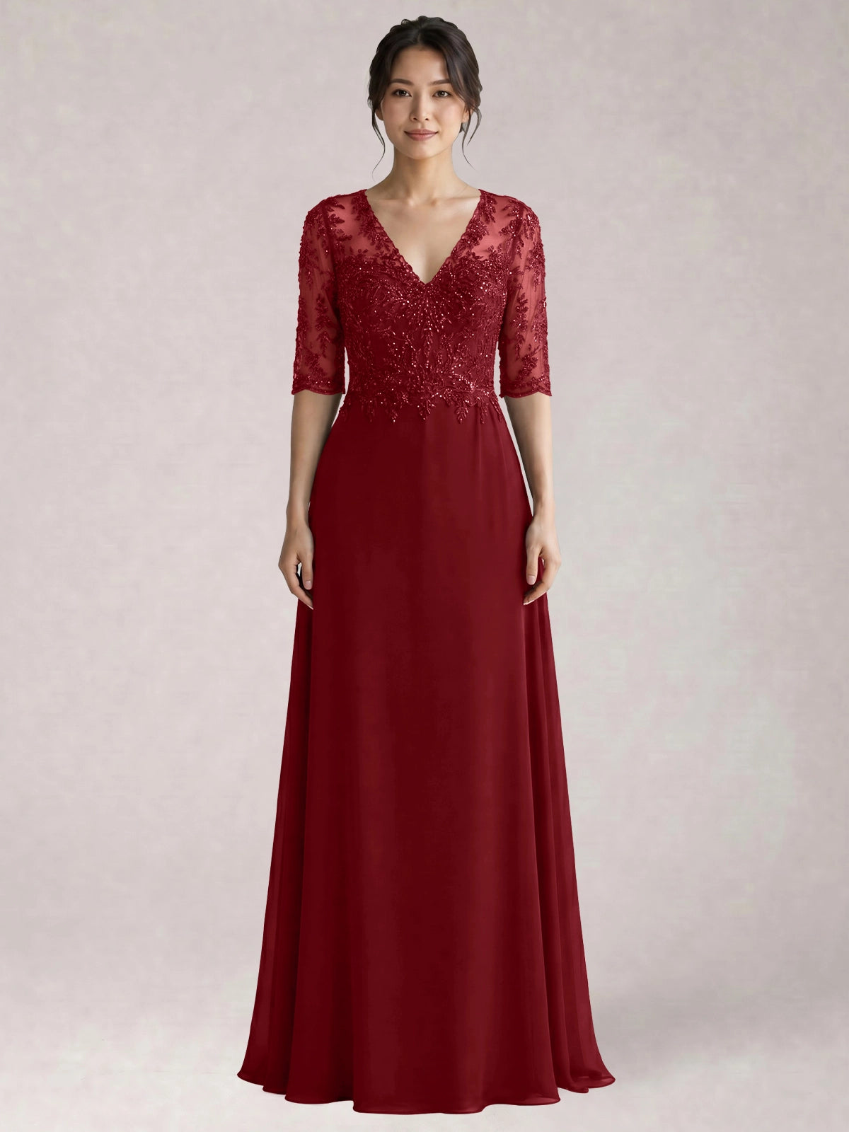 Lace Mother of the Bride Dress with Half Sleeves