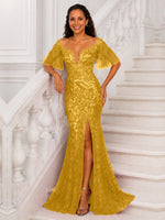 Mermaid Mother of the Bride Dress with V-neck 
