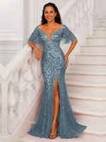 Mermaid Mother of the Bride Dress with V-neck 