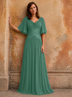 Cowl Neck Mother of the Bride Dress with Applique 