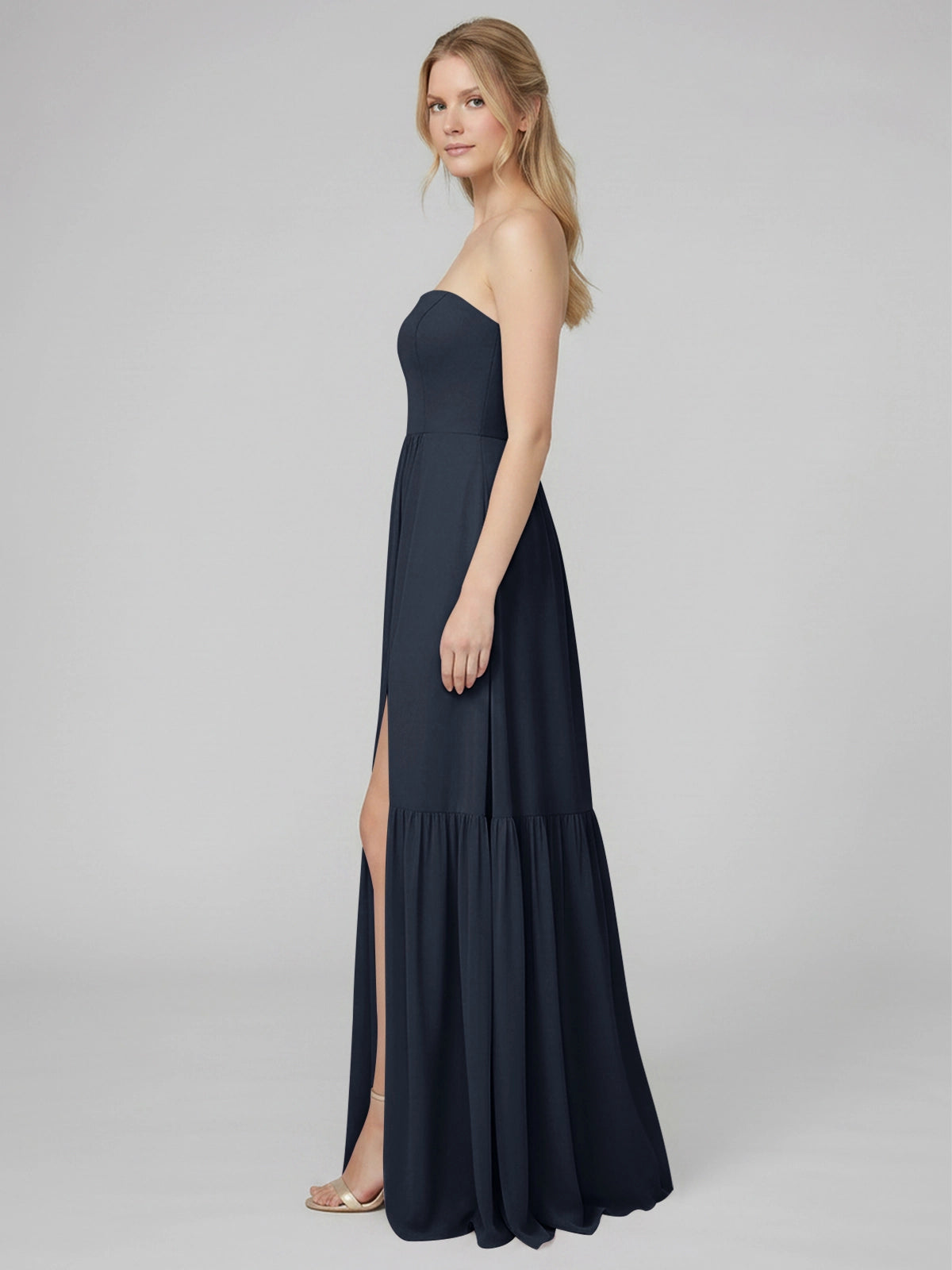 Strapless Bridesmaid Dress with Slit 