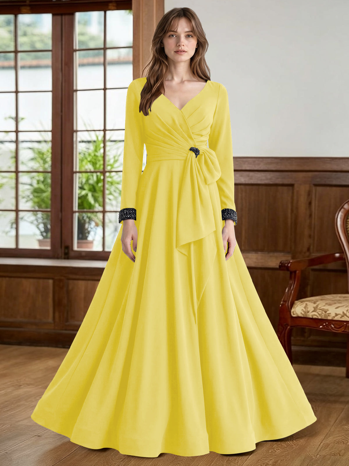 Stretch Satin Mother of the Bride Dress with Crystal