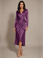 Silk-like Mother of the Bride Dress with Self-Tie Sash 