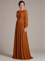 Chiffon Mother of the Bride Dress with Jewel Neckline 