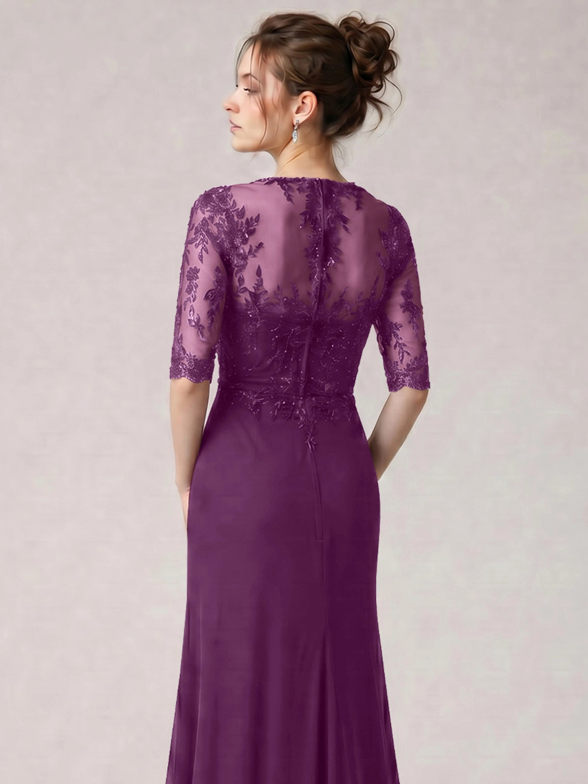 Lace Mother of the Bride Dress with Half Sleeves