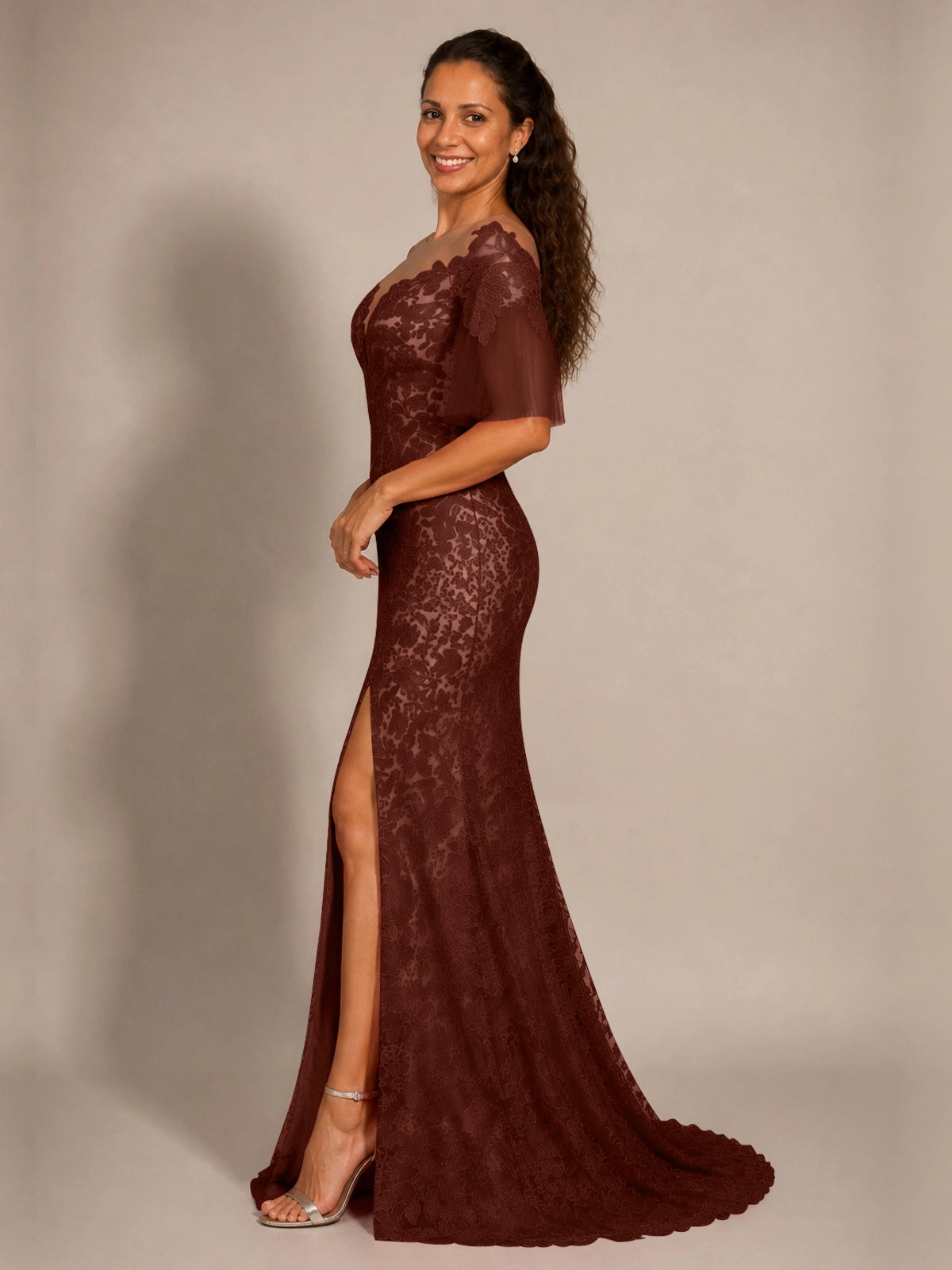 Mermaid Mother of the Bride Dress with V-neck 