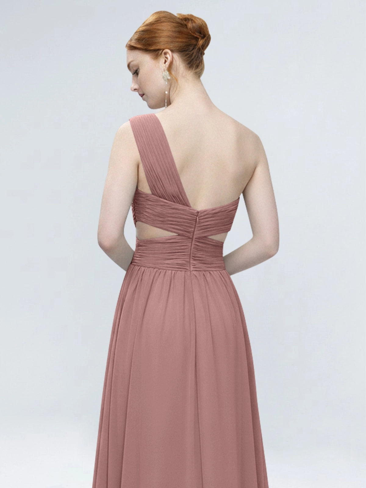 One-Shoulder Side Cut-Out Bridesmaid Dress 