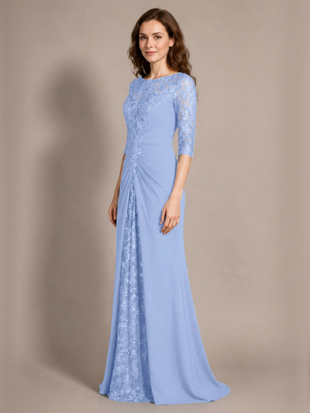 Lace Mother of the Bride Dress with Applique 