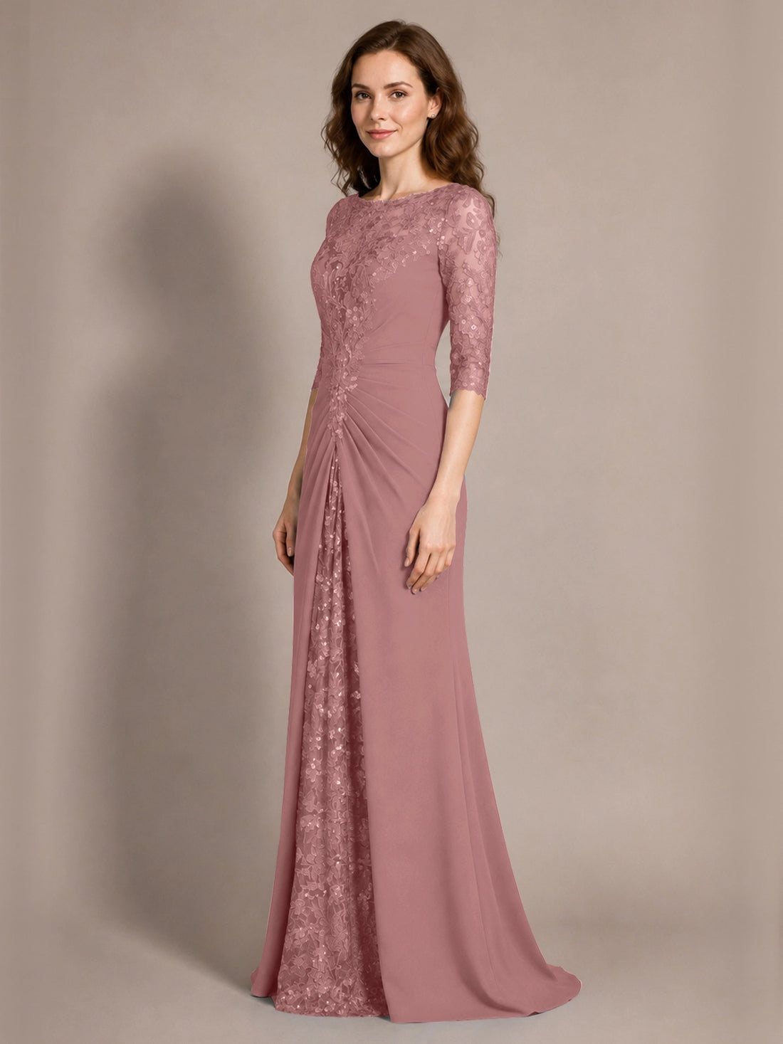 Lace Mother of the Bride Dress with Applique 