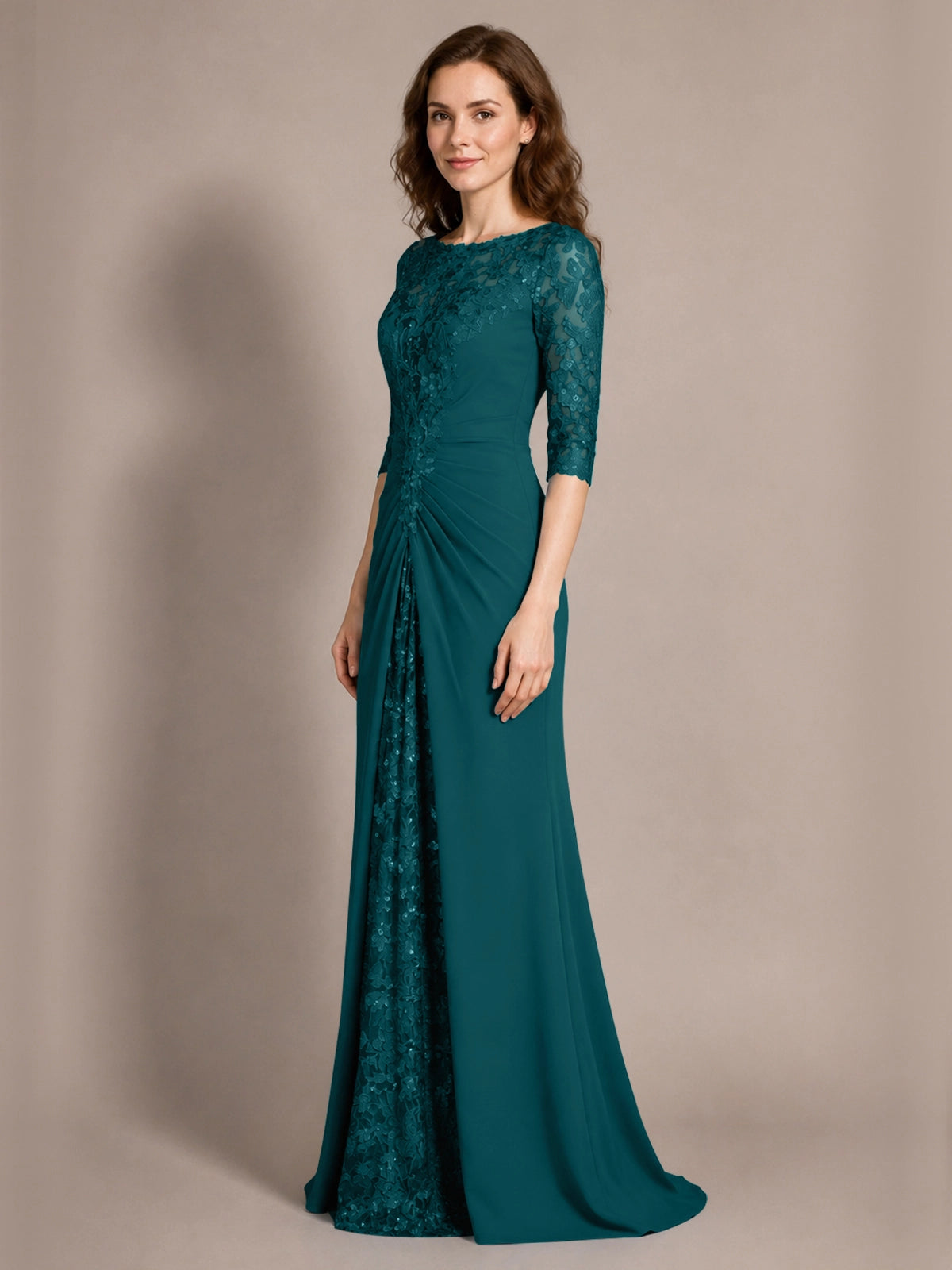 Lace Mother of the Bride Dress with Applique 